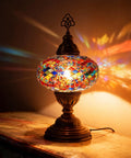 Moroccan Turkish Mosaic Glass Lamp For Bedside And Desk, colorful glass beads, E12 socket, vintage style light, handcrafted home decor.