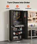Heavy Duty Metal Storage Cabinet Built Tough With 180 Lb Shelf Load, 70.87 Inch Tall Garage Tool Cabinet With Dual Locking Doors