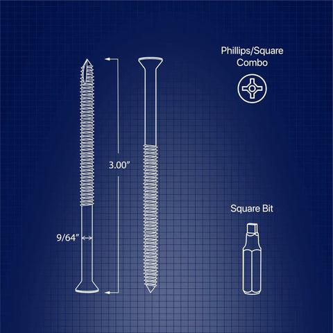 Diagram of Reinforced Door Screw Kit With 3 Inch Long Hardened Screws And Screwdriver Bit For Strike Plates Deadbolt Plates And Hinges