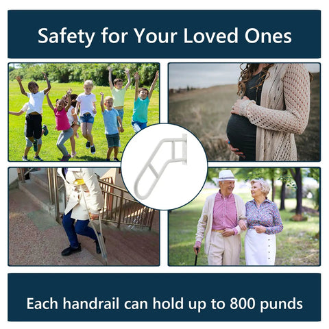 Heavy Duty Solid As A Nail U Shape Hand Rails For Outdoor Steps And Elderly Safety Rated Up To Eight Hundred Pounds Wall Mount Grab Bar image showing handrail in use for safety.