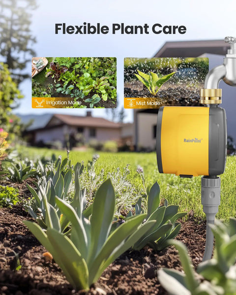 WiFi Water Timer For Sprinklers With Brass Inlet, Requires TWG004WRF WiFi Hub, 2.4GHz Only displayed on garden faucet