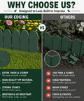 Comparison of Our Edging vs Others; Green Garden Border Edging Kit For DIY Yards 8 Piece Flexible Polypropylene Lawn Fence Panels 10 Ft Total