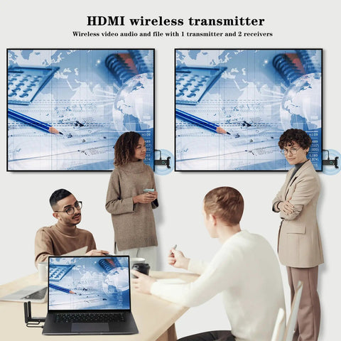 Wireless HDMI 2 Receiver Transmitter Kit For Seamless 2 To 6 Screen Casting Up To 165 Feet Plug And Play No Latency with dual displays
