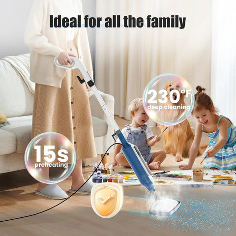 12 In 1 Steam Mop Is A Total Game Changer For Deep Cleaning Hardwood Floors And Tile With Detachable Handheld Mode handling messes.