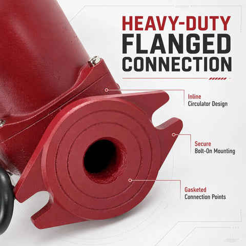 Heavy Duty Hot Water Circulation Pump Made Tough To Crush High Head Loads One Eighth HP 115 Volt with flanged connection detail.