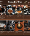Steps for use of Premium Eight Piece Espresso Accessories Kit With 58Mm Tamper And Pro Distributor For Breville Gaggia Machines.