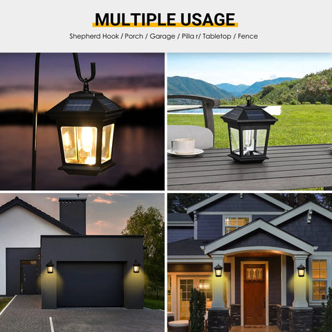 Easy Install Outdoor Solar Wall Lanterns Set Of 2 For Porch And Garden Waterproof LED Sconces With Four Panels Display