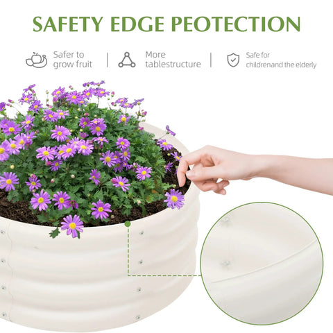 Close-up of 2 Pack 2x1ft Galvanized Raised Garden Bed Outdoor Planter Box with flowers, showing durable metal construction