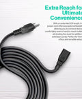 Long 10 Foot 3 Prong Power Cord For Computer Monitor TV Printer And PSU 125 To 250V NEMA 5 15P To IEC 60320 C13 Cable Replacement Lead For Home Theater PC Desktop Setup And Office Equipment, black coiled cord with 3-prong plug