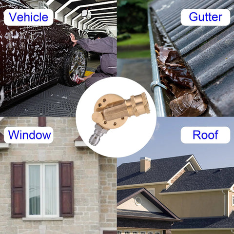 PWACCS pressure washer pivoting coupler kit, brass, 1/4-in quick connect, 240° rotation, gutter cleaner, 7 nozzle tips.