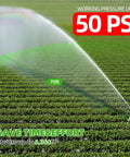 Heavy Duty Brass Impact Tripod Sprinkler With Pulsating Water And Telescoping Legs Delivers 360 Degree Coverage Up To 70 Feet Reaching 5660 Square Feet Perfect For Yard Lawn Garden Irrigation 16 26 Or 36 Inch Heights showing 70-foot water spray