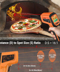 2 Laser Infrared Temperature Gun For Cooking And Grilling With 16 To 1 Distance To Spot Ratio used on pizza oven