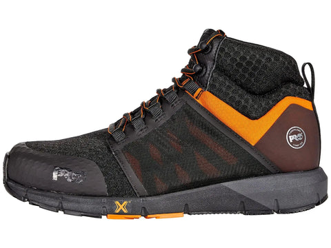 Radius Mid Composite Safety Toe Industrial Athletic Work Shoe For Men With Breathable Mesh Upper Abrasion Resistant, black orange, size 15W