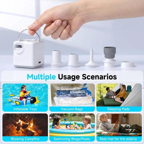 Pocket Sized Ultra Compact Portable Air Pump For Inflatables And Air Beds With USB Rechargeable Battery Quick Inflate Deflate 4.5 KPa