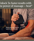 Person using Mini Plus Massage Gun With Heat For Faster Recovery On The Go on arm, demonstrating heat feature on muscle.