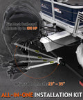 Adjustable Transom Saver From 23 To 35 Inches For Boat Motor Support With Heavy Duty Composite Head shown on boat with motor support.