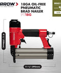 Oil Free 18 Gauge Pneumatic Brad Nailer for Small Trim and Interior Molding Fires Up to 100 PSI, red with black handle