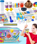 70 Plus Experiments Science Kit For Kids With Chemistry And Physics Projects Kid Friendly Hands On STEM Toy That Delivers Real Fun Learning And Keeps Little Minds Curious, kit contents and manual