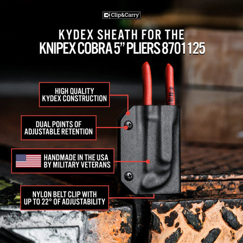 Kydex Pliers Sheath For Knipex Cobra 5 Inch Water Pump Pliers Belt Holster Case Built To Endure Tough Jobs In Black
