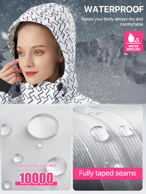 Women's Waterproof Ski Snow Jacket With Hood Fleece Lined Warm Winter Rain Coat Fully Taped Seams Windproof And Breathable Shell