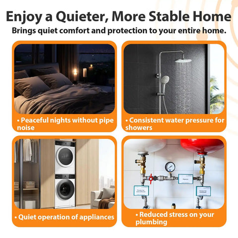 Image showing a cozy bedroom, shower, laundry appliances, and plumbing system for enhanced home comfort.