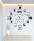 Time Spent With Family Is Worth Every Second Wall Decal Clock Quote Vinyl Wall Art DIY 22x22 Inches Matte Black Home Decor For Living Room Vibe Frames Not Included.