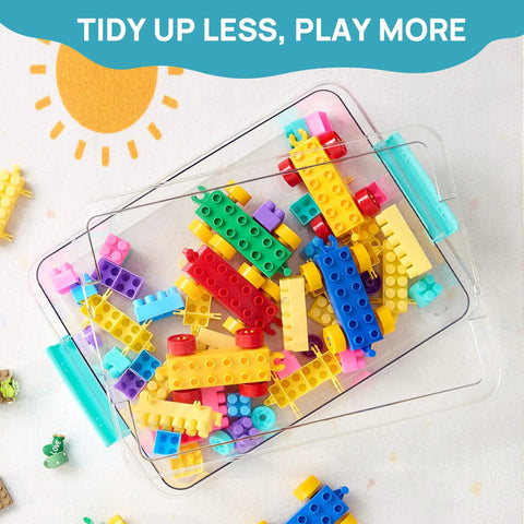 4 Pack 6 Qt Clear Plastic Storage Bins With Tight Fit Lids For Sensory Bin Play And General Home Organization Pretty Darn Handy Multi Purpose Flat Totes That Stack Smoothly For Your Daily Needs