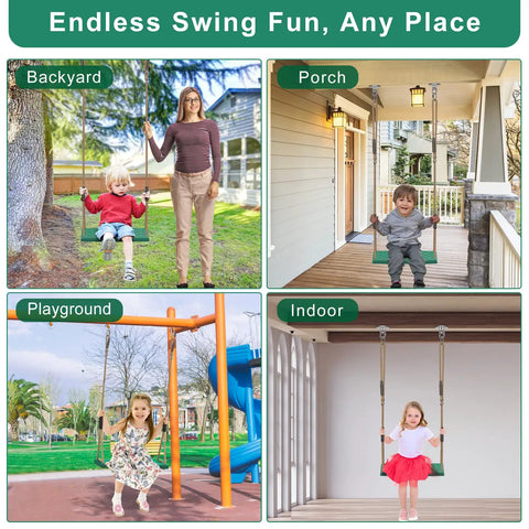 Heavy Duty Swing Seat With Adjustable Rope For Tree Swing, 300 Lb Capacity, Non Slip Plastic Swing Chair for backyard, porch, playground, indoor