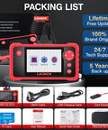 CRP123 V2.0 OBD2 Diagnostic Scanner package with cables, card reader, manual, and carrying case displayed