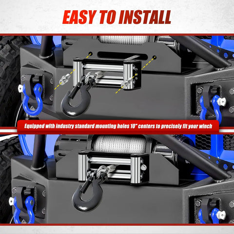 Close-up of 10 Inch Winch Fairlead Roller Guard for Steel Cable with mounting hardware on UTV ATV winch system