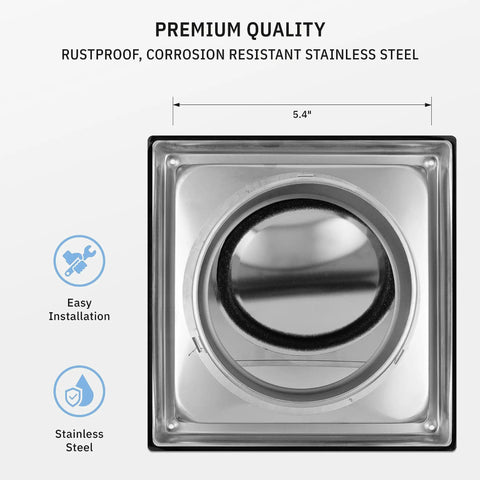 Front view of 4 Inch Outdoor Dryer Vent Cover With Gravity Flap Stainless Steel Heavy Duty Weatherproof Exterior Exhaust Vent Hood For Home And Commercial Use Pest And Backdraft Protection