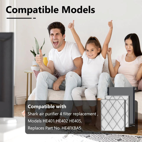 Family enjoying clean air with Replacement Main Filter For Air Purifier 4 Fan Series HE400 HE401 HE402 HE405 Compatible UA415