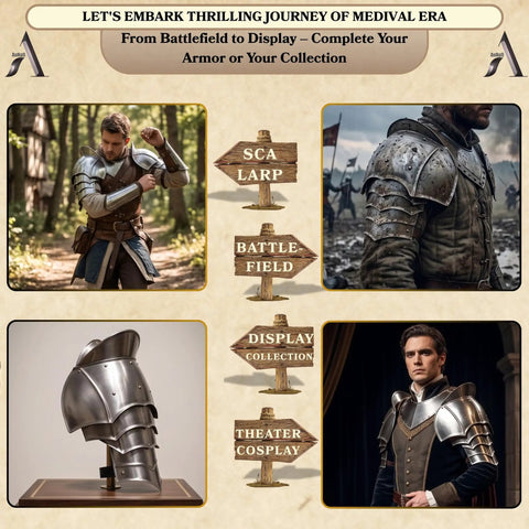 Epic Medieval Shoulder Pauldron Armor Set for Cosplay and LARP, Crusader Style and Dark Souls Inspired for SCA Events