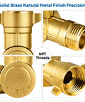 Solid Brass Hose Swivel Elbow Fitting 180 Degree For Three Quarter Inch GHT Durable No Kink Keeps Water Flow Strong Easy Install Garden Hose Connector Fits Standard Hoses For Outdoor Lawn And Garden Use, NPT threads