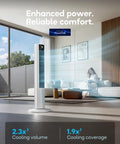 Windowless Portable Evaporative Cooler With 1 Gal Tank And 4 Ice Packs 12 Hour Timer 60 Degree Oscillation in modern living room