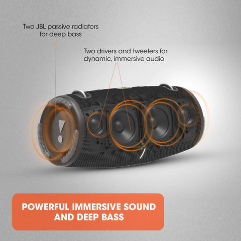 Front view of Rugged Outdoor Ready Portable Bluetooth Speaker With Sick Bass And Massive Sound, IP67 Waterproof, showing bass radiators.
