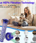 Woman holding cat illustrating HEPA filtration with Six Pack Vacuum Filter Replacement Kit For V7 And V8 Cordless Vacuum Cleaners