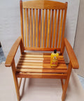 Teak chair half treated with Sun Shield Wood Wax With UV Protection For Outdoor Furniture Gallon; visible rejuvenated grain