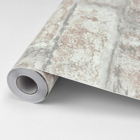 Denver Brick White Washed Peel And Stick Wallpaper Removable Contact Paper Roll showing whitewashed brick pattern