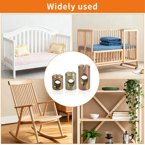 Durable M6 Barrel Nut Set With Cross Dowel Joint Nuts For Furniture Repair, 77-Piece used on cribs, chairs, shelves