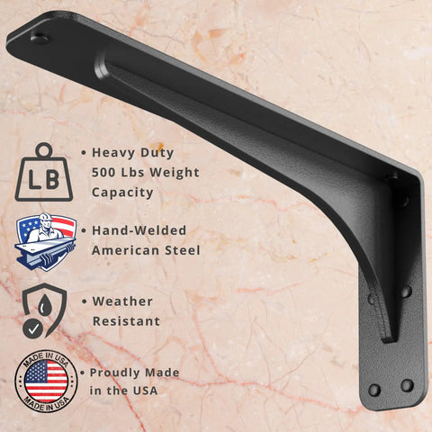 Gladiator Series Sleek Yet Steady Heavy Duty Welded 500 Lb Low Profile Granite Countertop Support Shelf Brackets in USA