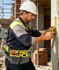 Builder uses a tape measure wearing Gardener Tool Belt With Quick Access Pockets Portable Waist Bag For Workshop And Lawn Care