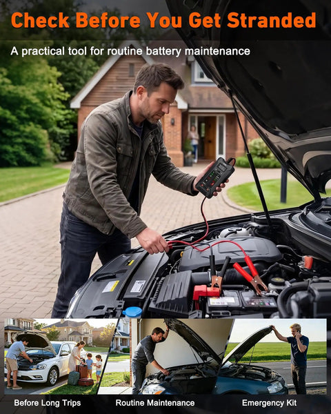 12V 24V Car Battery Tester With Digital Pro Grade All In One Battery And Alternator Tester, LCD Display, LED Indicators, Voltage Analyzer With Reverse Protection For Cars, Motorcycles, RVs And Trucks, used under hood