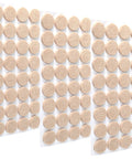 Beige 0.8-inch wool felt self-adhesive chair leg pads, 96 pieces on three sheets.