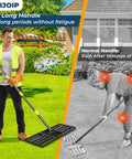 Heavy Duty Yard Work Ready Lawn Leveling Rake 30x10 Inch Head With 72 Inch Extendable Stainless Steel Handle And Ergonomic Grip For Golf Courses Soccer Fields And Backyard Turf Maintenance Pro Grade Leveler
