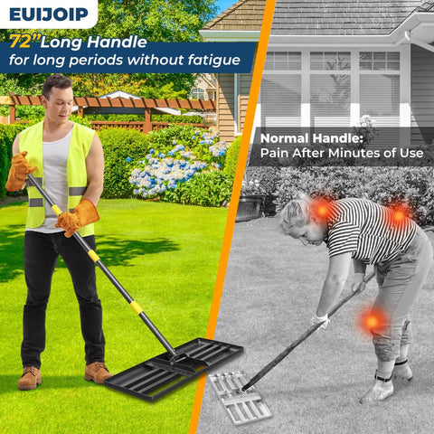 Heavy Duty Yard Work Ready Lawn Leveling Rake 30x10 Inch Head With 72 Inch Extendable Stainless Steel Handle And Ergonomic Grip For Golf Courses Soccer Fields And Backyard Turf Maintenance Pro Grade Leveler
