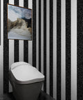 Bathroom with black peel and stick glitter wallpaper with real ultra fine glitter for cabinets and dressers self adhesive.