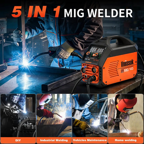 Versatile 5 In 1 Welder For Home Shop 110V 220V Dual Voltage MIG MMA Lift TIG Flux Core with user welding metal frame