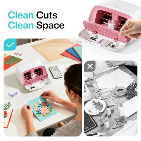 Portable DIY Vinyl Cutter Machine With Smart Cutting Tech For Crafters, Glee S501 Upgrade on table with DIY crafts