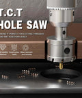 METOTY 19‑pc carbide hole saw kit for metal, 1/2–2-1/8 in sizes; titanium pilot and L-wrench.